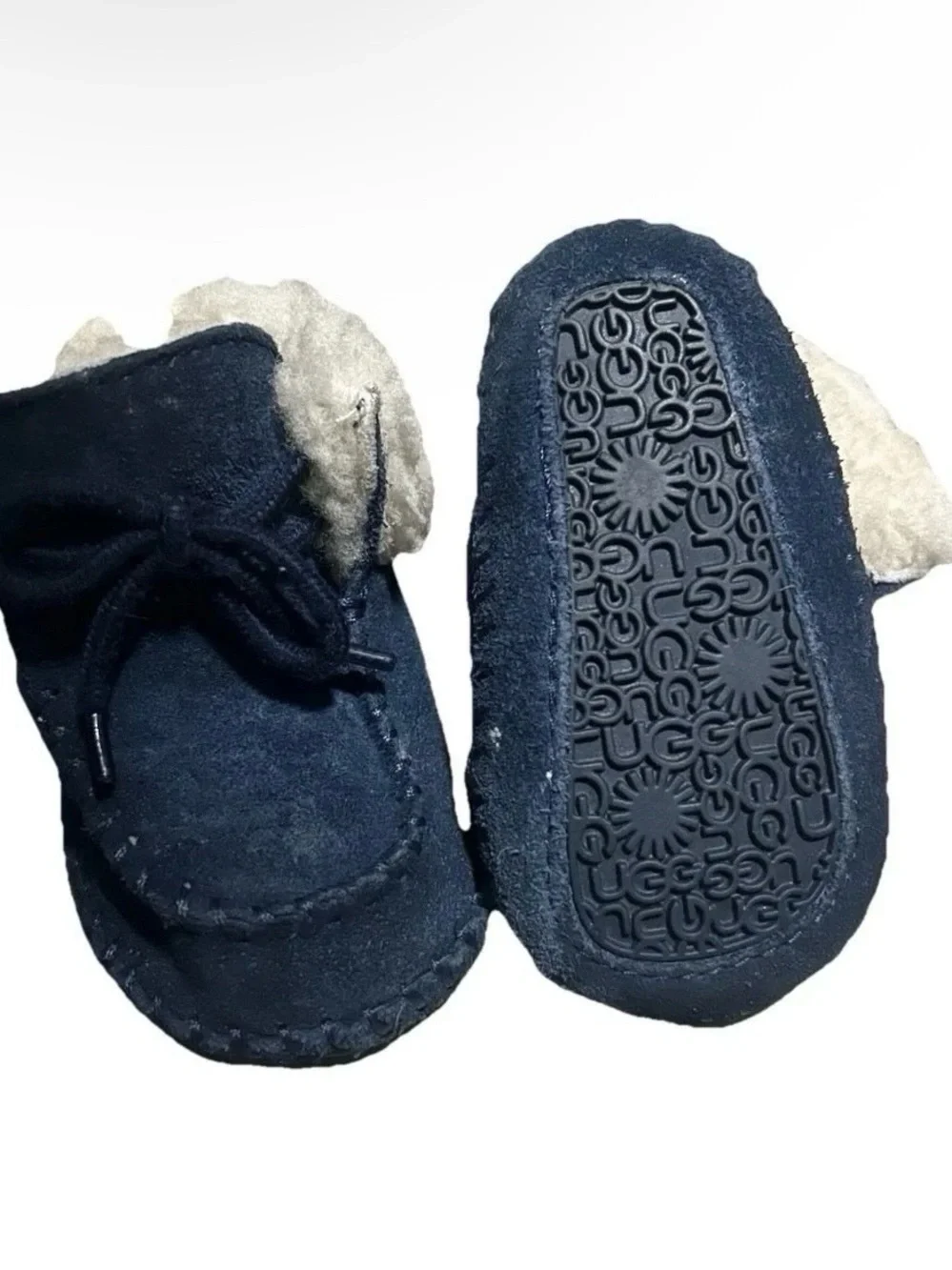 Ugg Baby Infant Suede Blue Moccasin Shoes Size 0/1